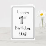 [ Thumbnail: Happy 1st Birthday, Art Deco Style W/ Custom Name Card ]