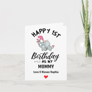 Happy 1st Birthday as my Mommy With Baby elephant Holiday Card