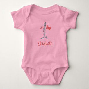 Happy 1st Birthday Baby Girl Butterfly Floral Bodysuit