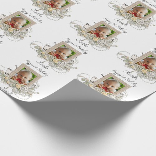 Happy 1st Birthday baby photo Wrapping Paper
