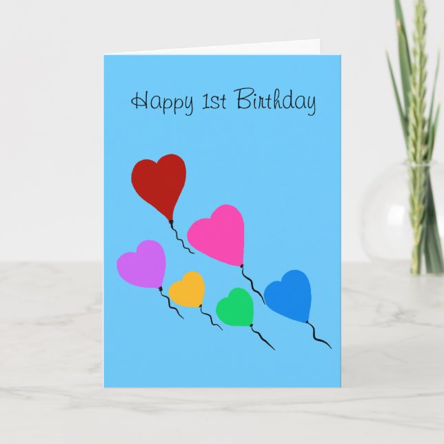 Happy 1st Birthday Balloons Card (Front)