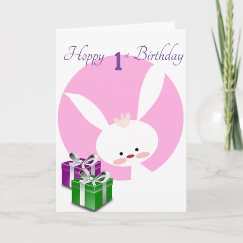 Happy 1st Birthday Bunny Card