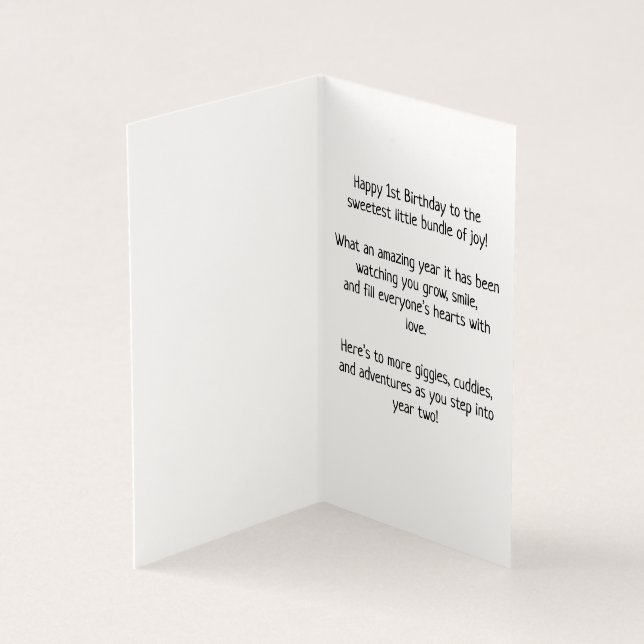 Happy 1st Birthday - Children's Card (Inside)