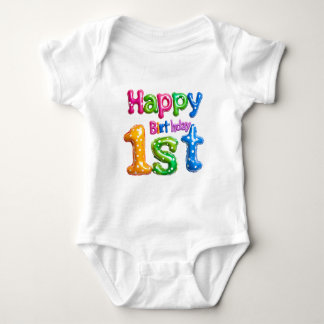 Happy 1st Birthday – Colorful Balloon Design  Baby Bodysuit