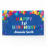 Happy 1st Birthday Colorful Balloons Blue Banner