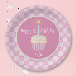 Happy 1st Birthday Cupcake Paper Plates