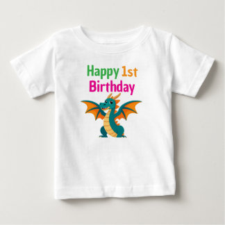 Happy 1st Birthday Cute Green Dragon T-Shirt