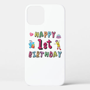 Happy 1st Birthday for 1 year old Kids B-day iPhone 12 Case
