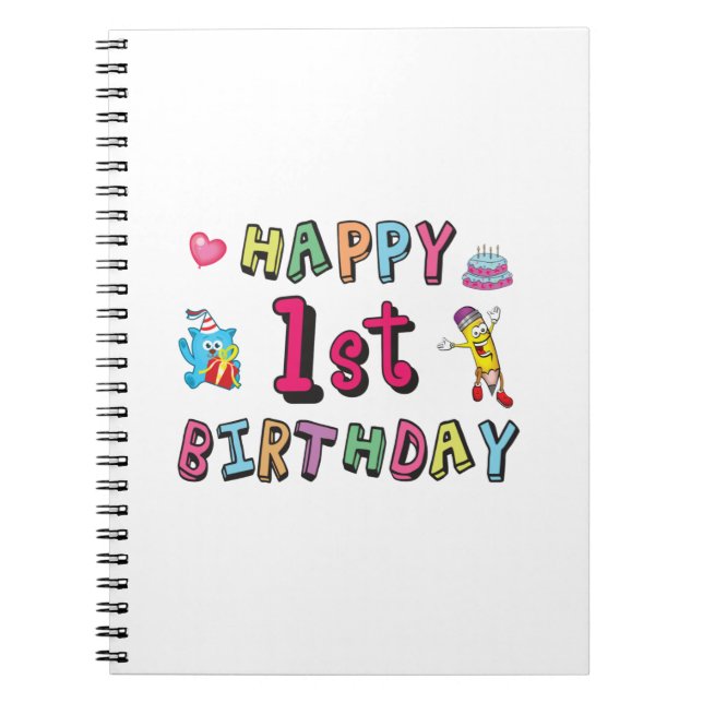 Happy 1st Birthday for 1 year old Kids B-day Notebook (Front)