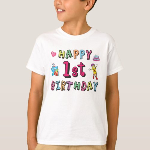 Happy 1st Birthday for 1 year old Kids B_day T_Shirt