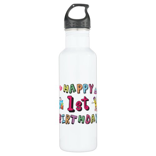 Happy 1st Birthday for 1 year old Kids B_day wish Stainless Steel Water Bottle