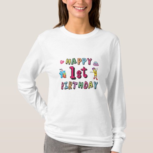 Happy 1st Birthday for 1 year old Kids B_day wish T_Shirt