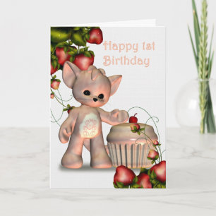 Happy 1st Birthday Girl Card