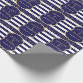 Happy 1st Birthday Gold Glitter and Navy Blue Wrapping Paper (Corner)