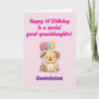 Happy 1st Birthday Great-Granddaughter, Cute Puppy