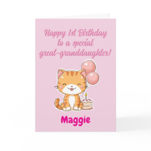 Happy 1st Birthday Great-Granddaughter, Kitten Card