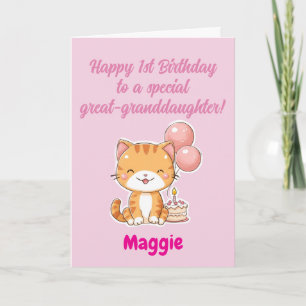 Happy 1st Birthday Great-Granddaughter, Kitten Card