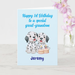 Happy 1st Birthday Great-Grandson, Twin Boy, Card