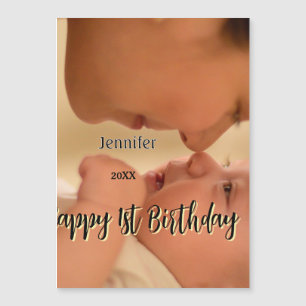 Happy 1st birthday kids baby mother black yellow 