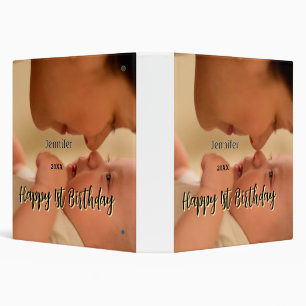 Happy 1st birthday kids baby mother black yellow  3 ring binder