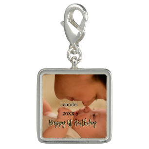 Happy 1st birthday kids baby mother black yellow charm
