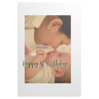 Happy 1st birthday kids baby mother black yellow  gallery wrap