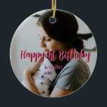 Happy 1st birthday kids baby mother red orange sty ceramic ornament<br><div class="desc">Design</div>