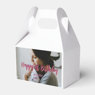 Happy 1st birthday kids baby mother red orange sty favor boxes