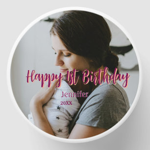 Happy 1st birthday kids baby mother red orange sty mini candle favors