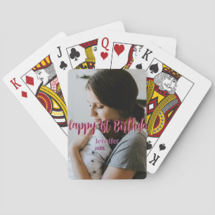 Happy 1st birthday kids baby mother red orange sty poker cards