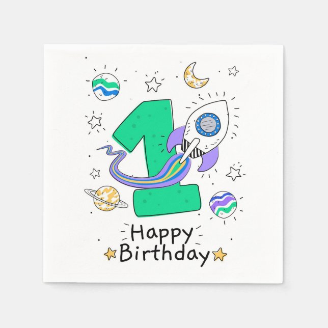 Happy 1st Birthday Napkins (Front)