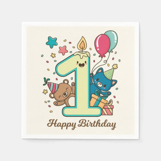 Happy 1st Birthday Napkins (Front)