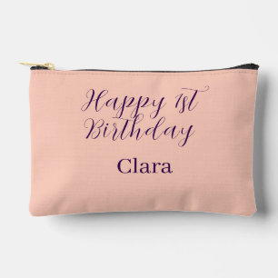 Happy 1st birthday orange purple boho retro name  accessory pouch