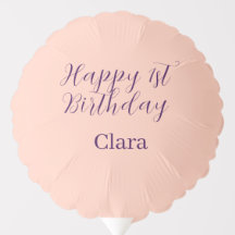 Happy 1st birthday orange purple boho retro name 