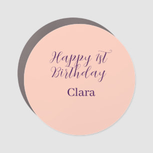 Happy 1st birthday orange purple boho retro name car magnet