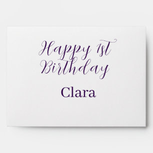 Happy 1st birthday orange purple boho retro name envelope
