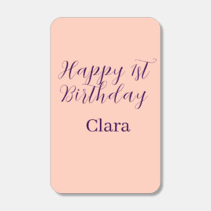 Happy 1st birthday orange purple boho retro name matchboxes