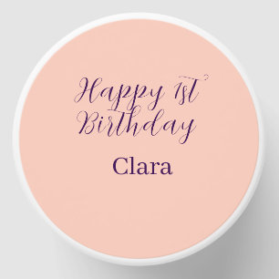 Happy 1st birthday orange purple boho retro name mini candle favors
