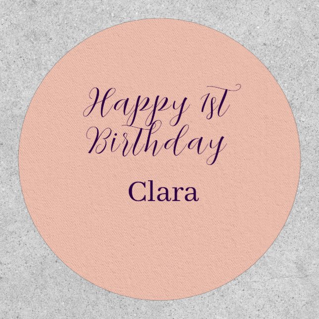 Happy 1st birthday orange purple boho retro name  patch (Front)