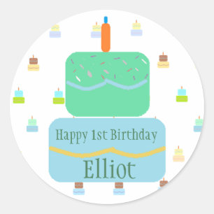 Happy 1st Birthday Personalized Stickers