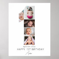 Happy 1st Birthday Photo Collage Template 5 Photo