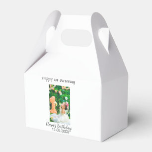 Happy 1st birthday photo simple elegant cutemodern favor boxes