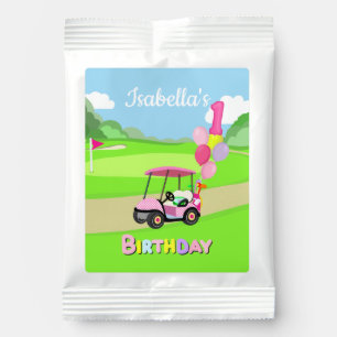 Happy 1st Birthday Polka Dot Pink Girly Golf Margarita Drink Mix