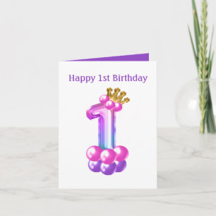 Happy 1st Birthday Princess number one add message Card