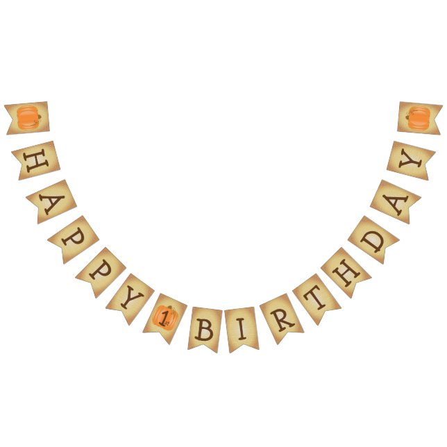 Happy 1st Birthday Pumpkin Bunting Flags (All)