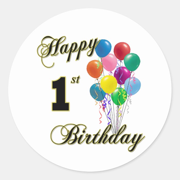 Happy 1st Birthday Round Stickers