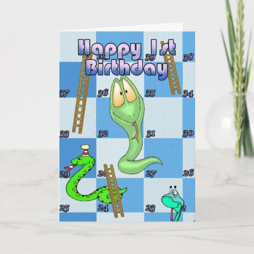 Happy 1st Birthday Snakes and Ladders Card