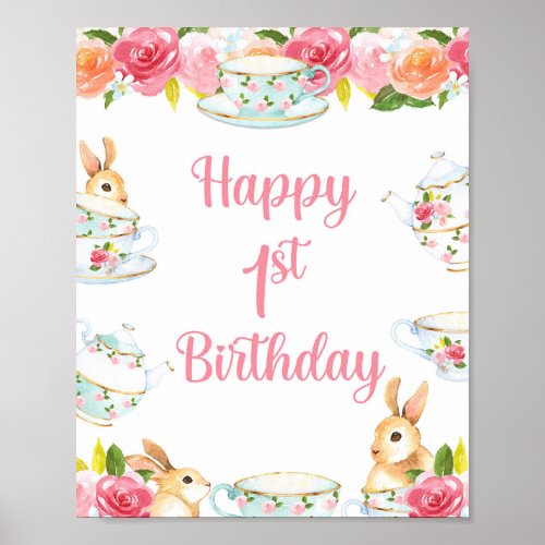 Happy 1st Birthday Tea Party Sign