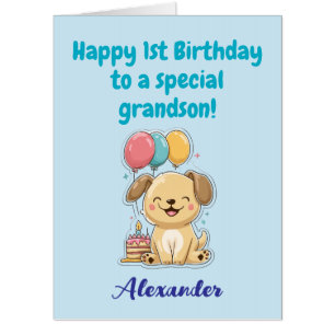 Happy 1st Birthday to a Special Grandson, Giant  Card