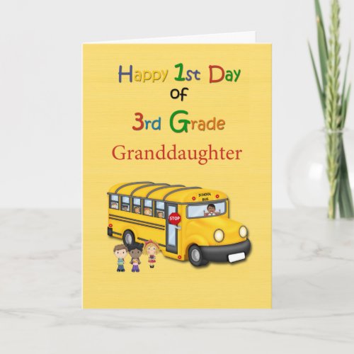 Happy 1st Day of 3rd Grade Granddaughter School Card